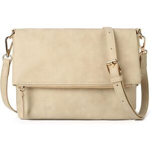 Women Cream Imported PU Leather Fashion Cross Body Purse Shoulder Bag